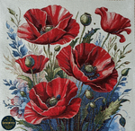 Декоративный гобеленовый чехол для интерьерной подушки Алые маки 38*38