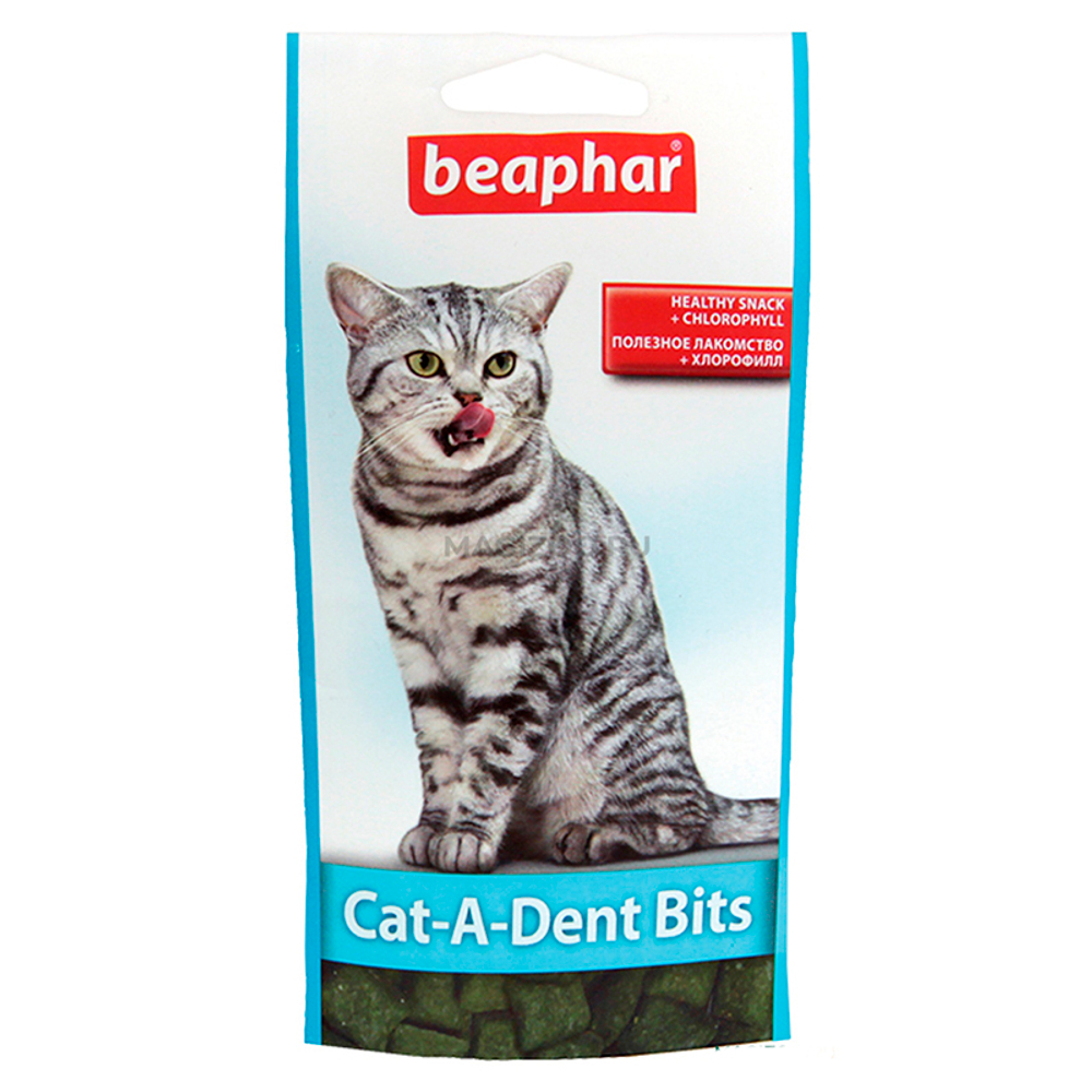 Лакомство подушечки Beaphar Cat-A-Dent-Bits для кошек для чистки зубов, 35 г.