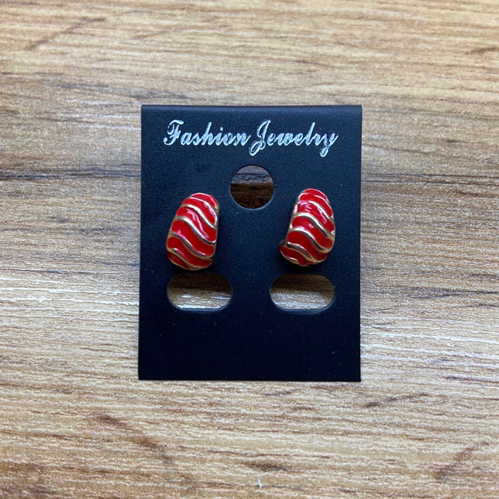 Серьги Small Ракушка эмаль цветная цвет красный металл золотистый