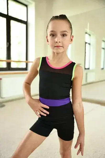 Комбинезон для гимнастики Bright (шорты, короткий рукав)