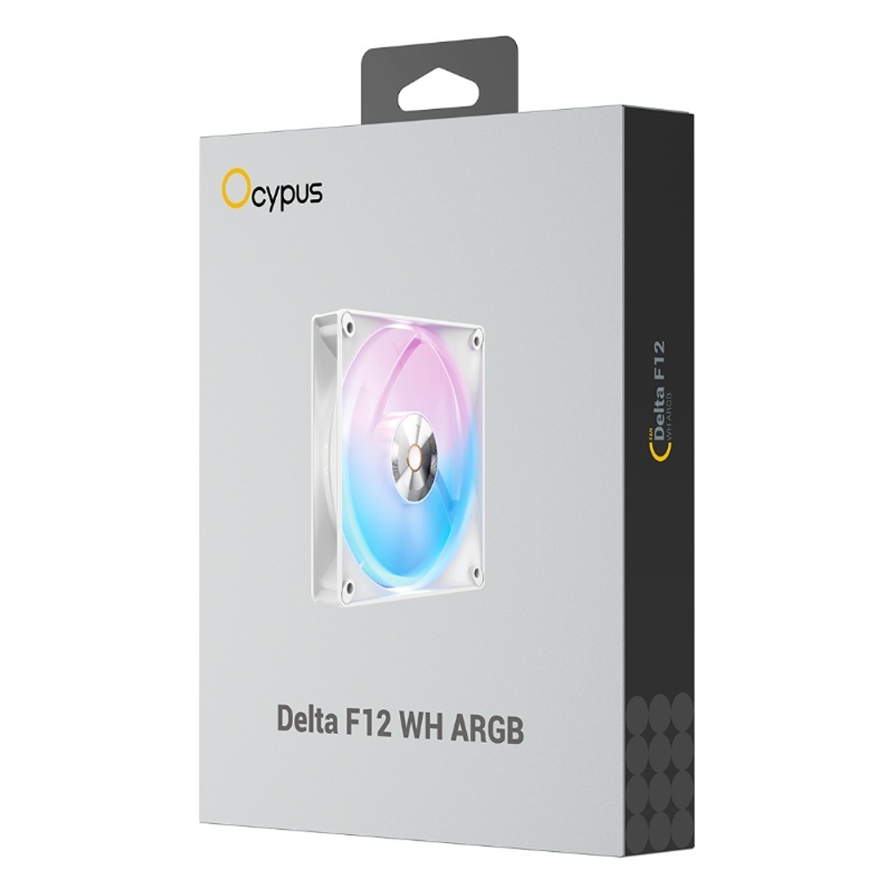 Вентилятор для корпуса Ocypus Delta F12 WH ARGB, 120x120x25mm, 4-PIN PWM, 500-2000 RPM, 29 DBA