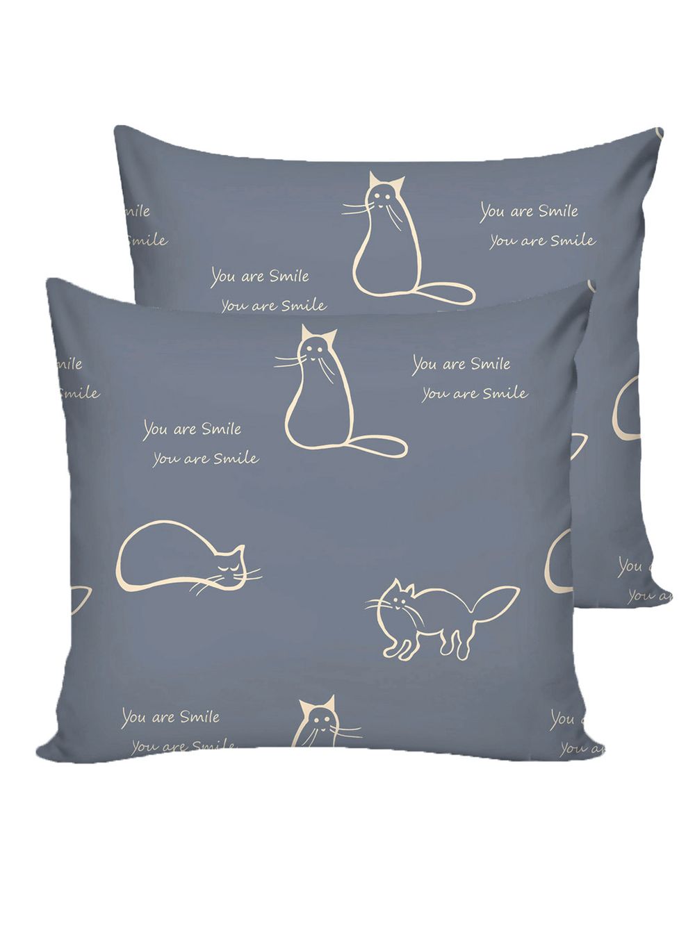 Постельное белье Полисатин Мечта "Котики на сером" семейное Наволочка 50х70 см 2 шт Простынь на резинке 160x200 см Пододеяльник 145x215 см 2шт