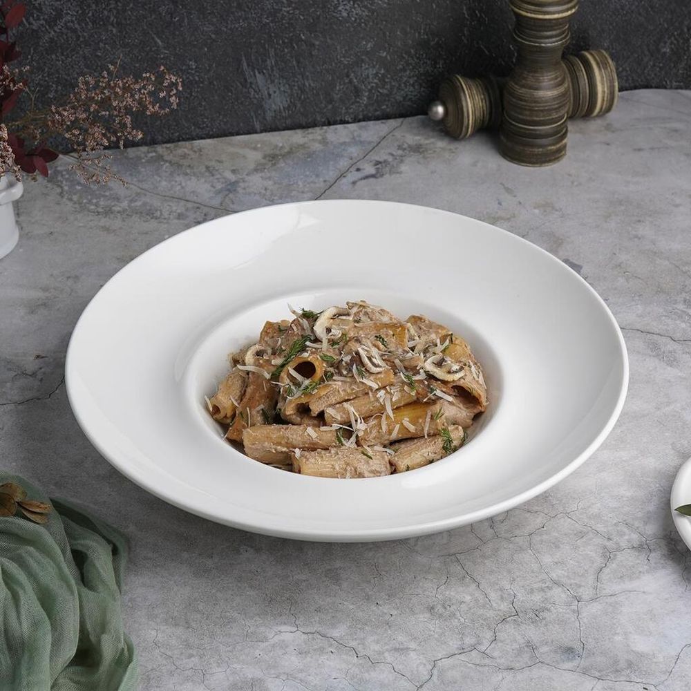 Тарелка глубокая 400 мл d 31 см h6 см для пасты, для супа, салата белая фарфор P.L. [1]