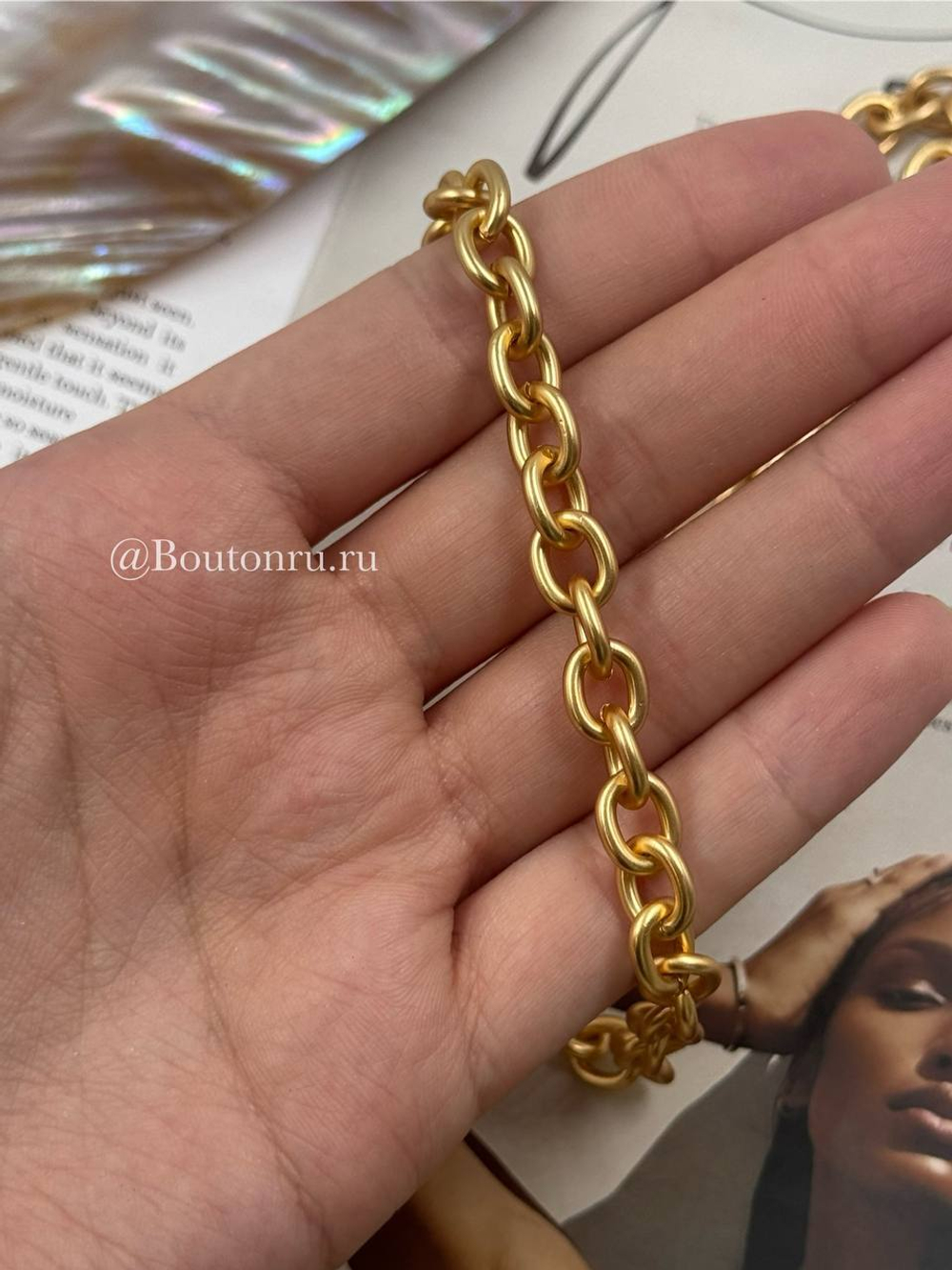 Колье цепь "Замок и ключ" матовое золото Скиап.