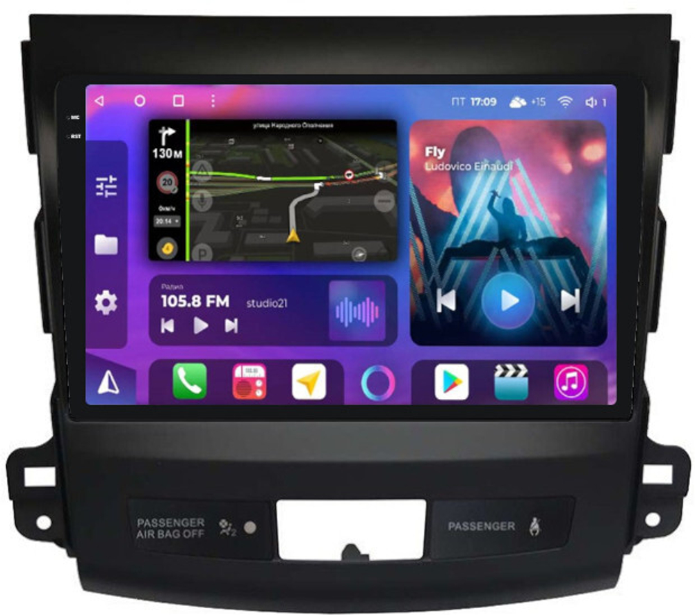 Магнитола для Mitsubishi Outlander 2 XL, Peugeot 4007, Citroen C-Crosser - FarCar 056M на Android 13, QLED+2K, TS10, CarPlay, 4G SIM-слот