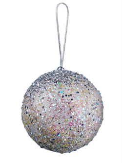 Шар 10см ChristmasDeLuxe белый с серебром