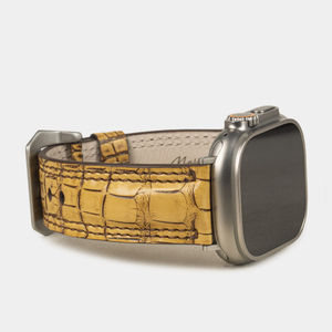 Ремешок для Apple Watch Ultra 49mm из кожи аллигатора, бежевого цвета винтаж