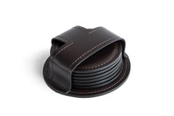 Набор из 6 костеров из кожи цвет ШОКОЛАД