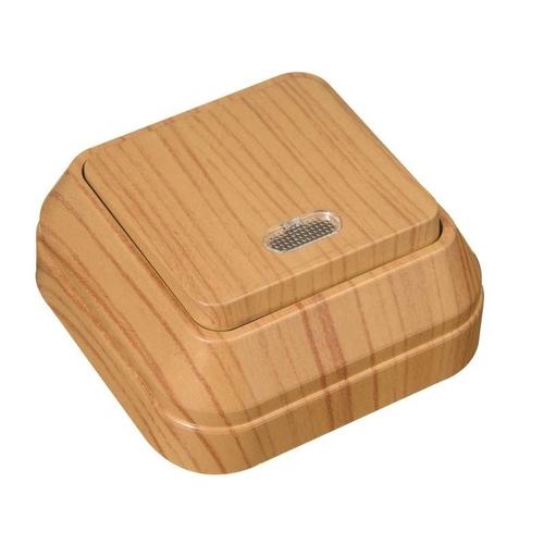 Выключатель Jilion 1-кл. ОУ с подсветкой, дуб