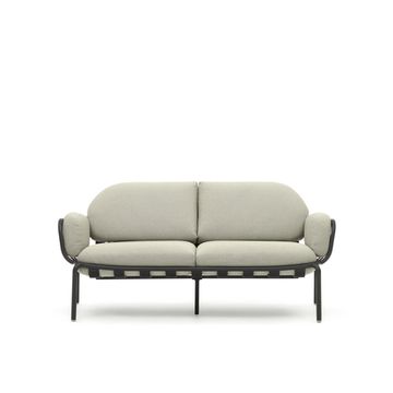 Уличный 2-местный диван Joncols с бежевой обивкой и серым алюминием 164 см