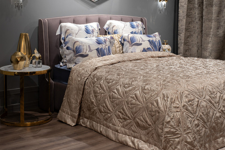 Покрывало 260х260 Garda Decor Houston Кристалло бежевое со стежкой