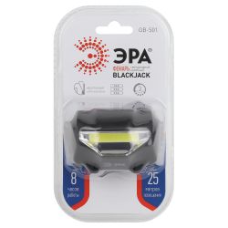 Фонарь налобный светодиодный ЭРА GB-501 Блэкджек на батарейках мощный яркий 3 режима черный