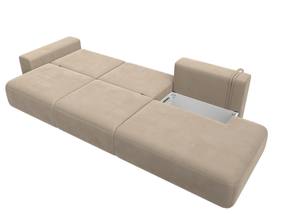 Диван прямой Лига-036 НПБ Модерн Лонг подлокотник слева ВЕЛЮР Бежевый