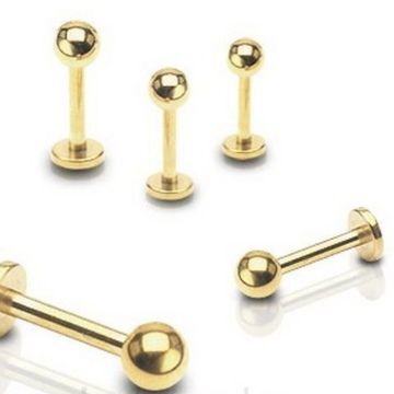 Лабрет сталь 1,2 мм (шарик/золото)