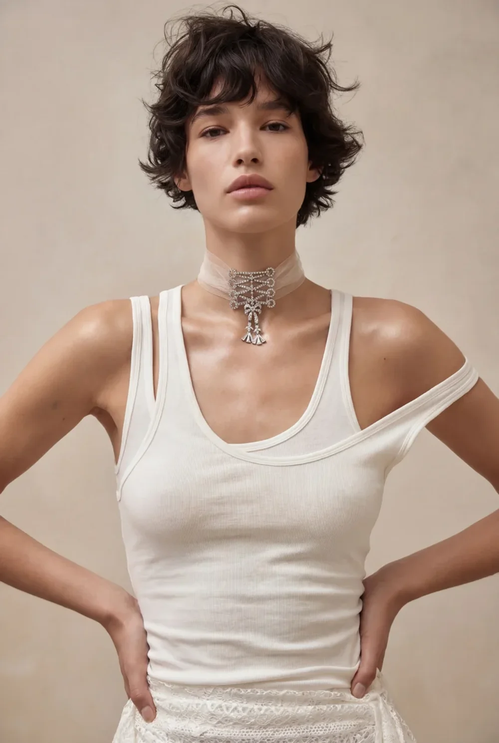 Майка белая двойная, Белый