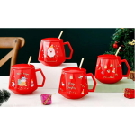 Кружка керамическая 350мл «С рождеством» с крышкой и ложкой