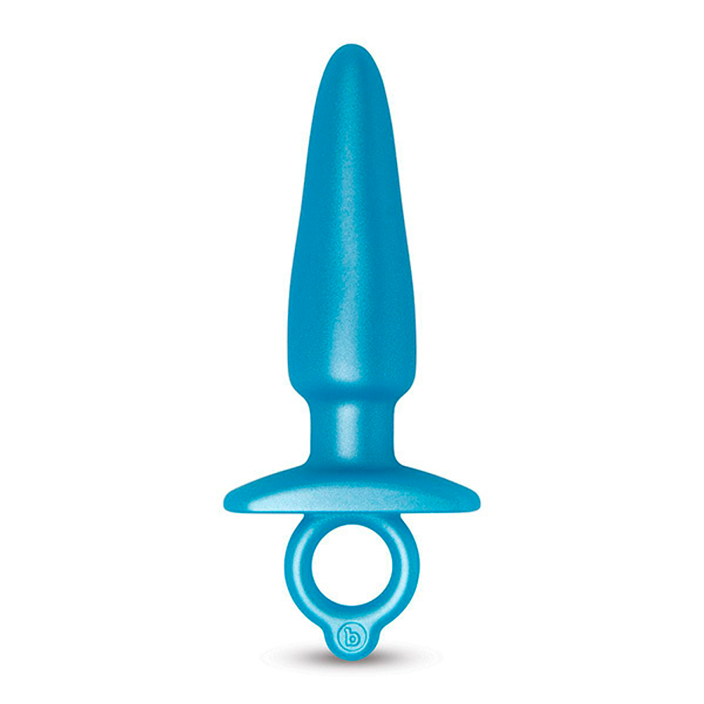 Голубая анальная пробка с кольцом 15см b-Vibe Sleek Tapered Silicone Plug BV-075