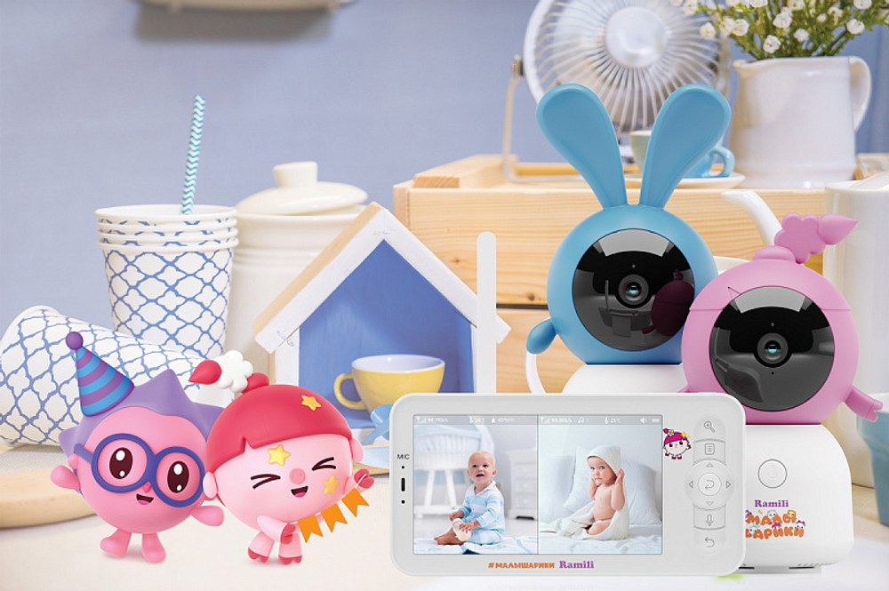Видеоняня Ramili Baby RV100X2NUSHAKROSH Нюша и Крошик, Малышарики, с креплениями