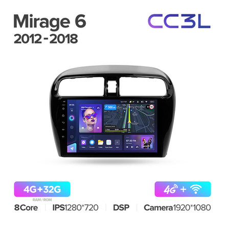 Teyes CC3L 9"для Mitsubishi Mirage 6 2012-2018
