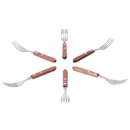 Набор вилок 6 предметов из нержавеющей стали Kamille KM 5301 с деревянными ручками