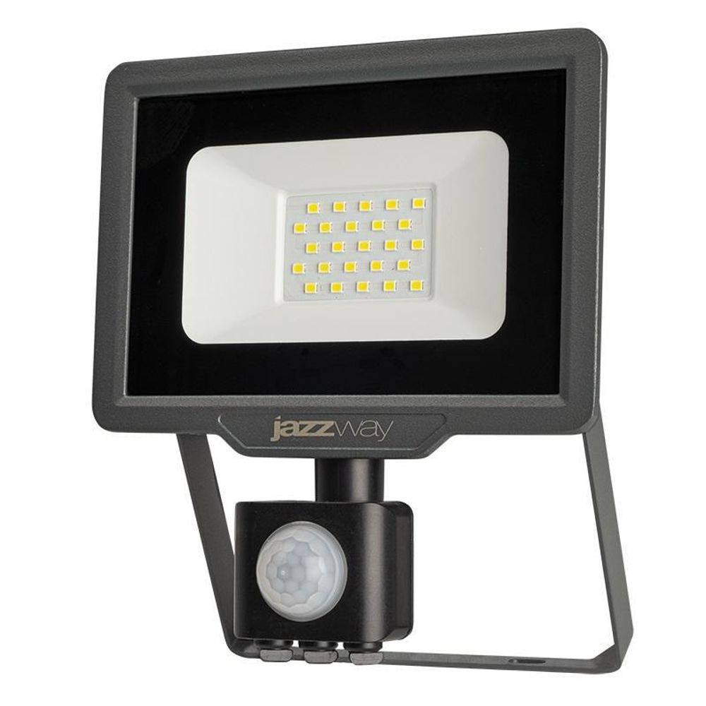 Прожектор светодиодный PFL-C3 SENSOR 20Вт 6500К IP65 ДО закален. прозр. стекло датчик движения инфракрасный Pro JazzWay 5026926A