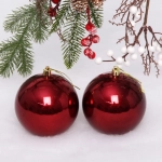 Новогодние шары 10 см (набор 2 шт) «Глянец», темный рубин