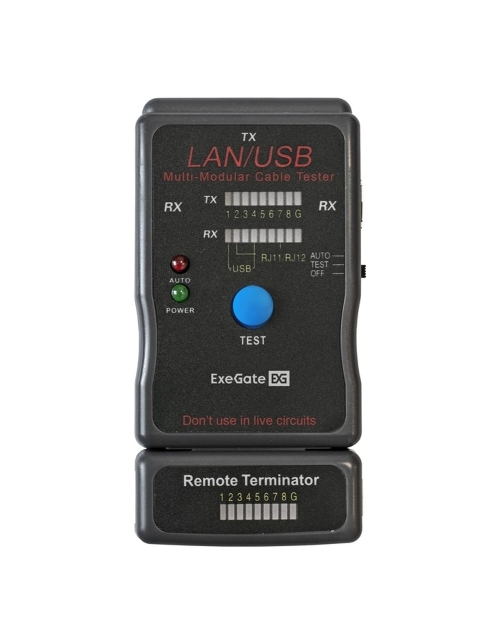 Кабельный тестер Exegate EX293160RUS Тестер сетевой ExeGate EX-T5448 для RJ-45/RJ-11/RJ-12/USB