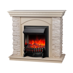 Электрокамин RealFlame Elford WT белый дуб с очагом Fobos Lux Black