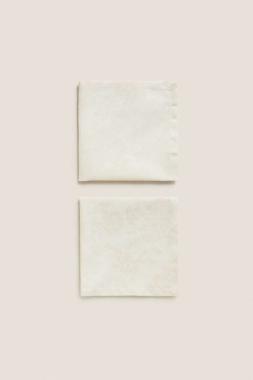 ZARA HOME ЖАККАРДОВЫЕ САЛФЕТКИ С ЦВЕТОЧНЫМ РИСУНКОМ (УПАКОВКА ИЗ 2 ШТУК),  СВЕТЛО-БЕЖЕВЫЙ