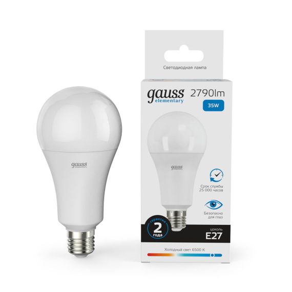 Лампа светодиодная Gauss E27 35W 6500K матовая 70235