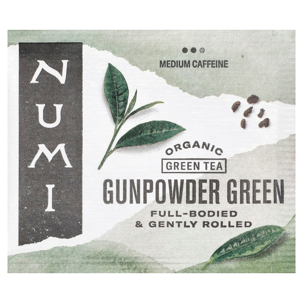 Numi Tea, органический зеленый чай, зеленый ганпаудер, 18 чайных пакетиков без ГМО, 36 г (1,27 унции)