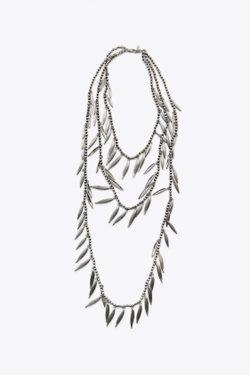 ZARA ОЖЕРЕЛЬЕ С ТЕКСТУРНЫМИ ДЕТАЛЯМИ И БУСИНАМИ, СЕРЕБРИСТЫЙ