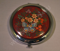 Сувенирное зеркало "Бабочки" Палех (худ. Митюнина)