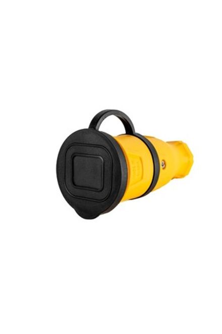 Розетка переносная DYNEL с крышкой с/з каучук 2P+PE 230V 16А IP44 Желтая (1/192)