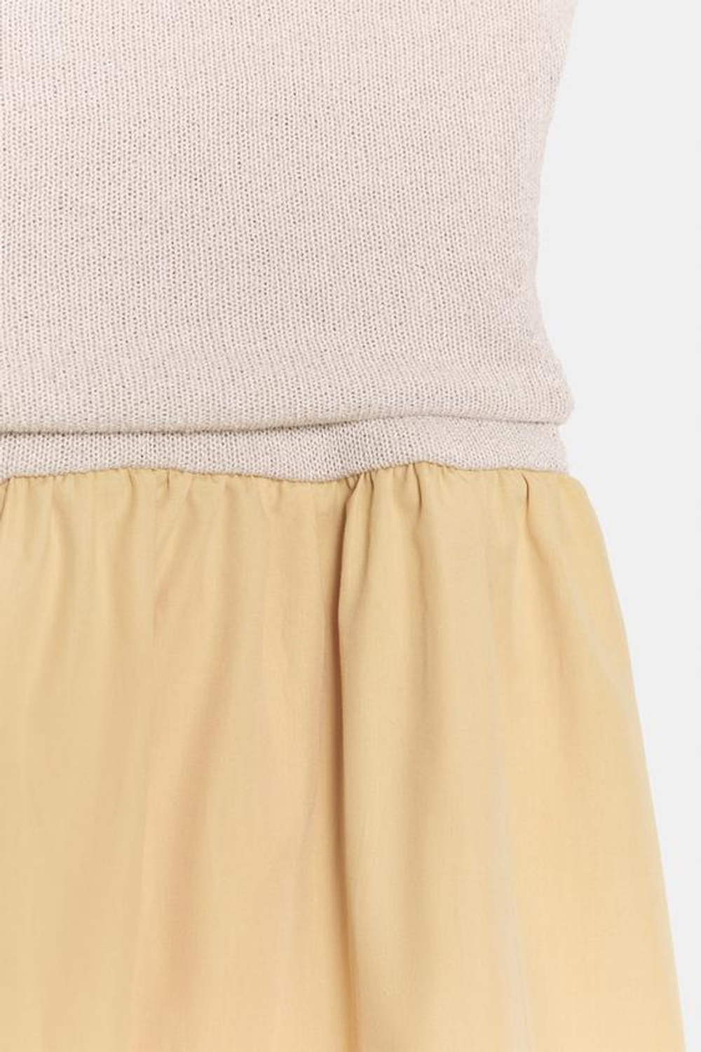 ZARA КОМБИНИРОВАННАЯ ЮБКА С ПОЯСОМ-КУШАКОМ, ЭКРЮ/ЖЕЛТЫЙ