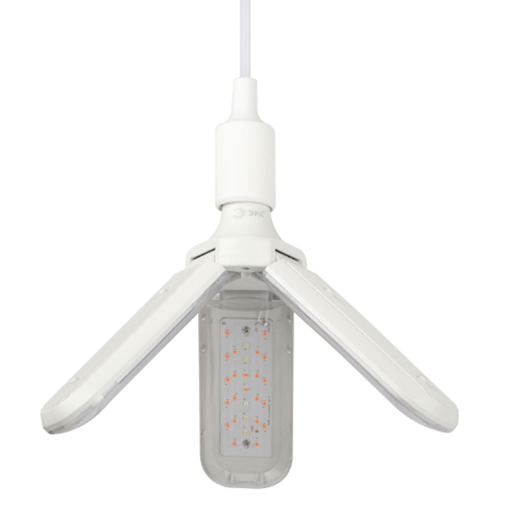 Фитолампа для растений светодиодная ЭРА FITO-24W-RB-E27-FOLD 3-х лепестковая красно-синего спектра 24 Вт Е27 | Фитолампы Е27