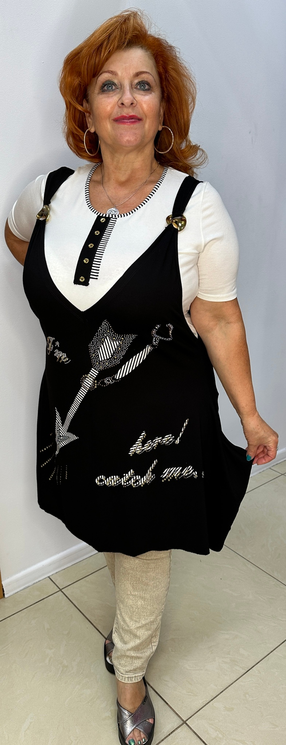 Летняя туника-двойка с оригинальным принтом