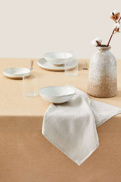 ZARA HOME СКАТЕРТЬ С ЗУБЧАТЫМИ КРАЯМИ, ОХРА