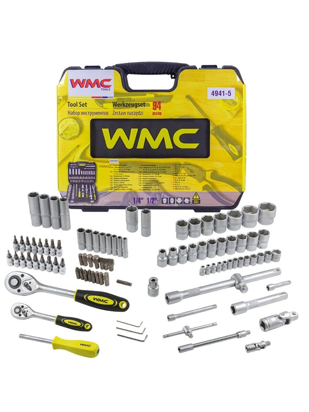 Набор инструментов 94пр, 1/4'', 1/2''(6гр.) WMC TOOLS WMC-4941-5
