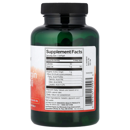 Swanson Vitamins, нерафинированное оливковое масло высшего качества, 120 капсул (1000 мг в 1 капсуле)