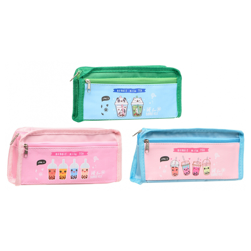 Пенал-косметичка Basir без наполнения, 21*9,5*4 см, серия "Коктейль", с боковым карманом, ассорти