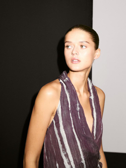 Massimo Dutti Топ внахлест в полоску с горловиной халтер, сиреневый