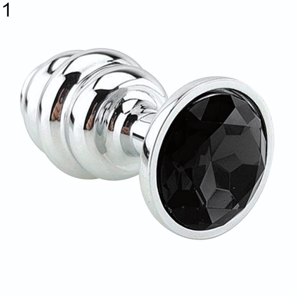 Анальная пробка Butt Plug Silver ребристая черный 8 см