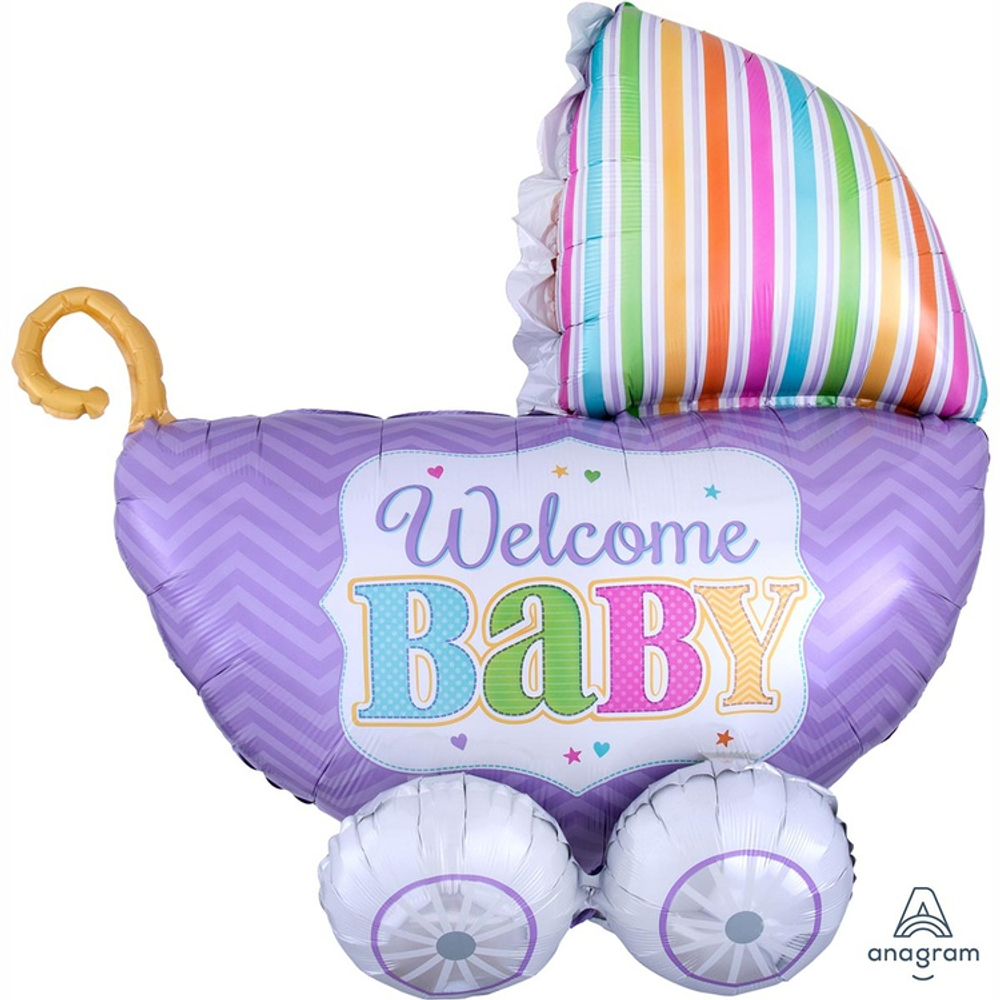 Шар Фольгированный Коляска WELCOME BABY (Лаванда)