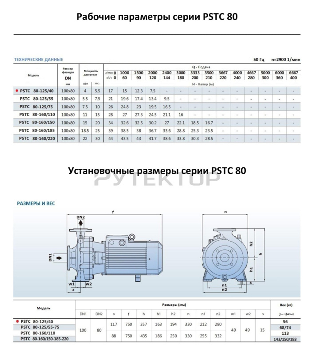 Консольно-моноблочный фланцевый насос PURITY PSTC 80-125-40 (N)