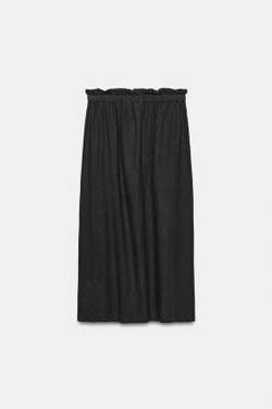 ZARA ДЛИННАЯ ЮБКА ИЗ ЛЬНА — ZW COLLECTION, АНТРАЦИТОВО-СЕРЫЙ