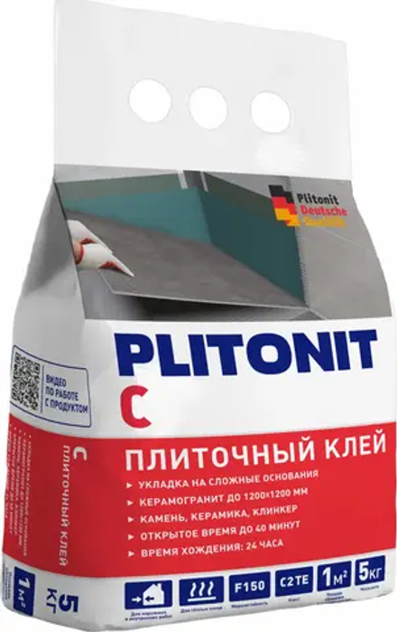Клей для плитки Плитонит С класс С2 ТЕ 5кг 15 отзывов 24847629