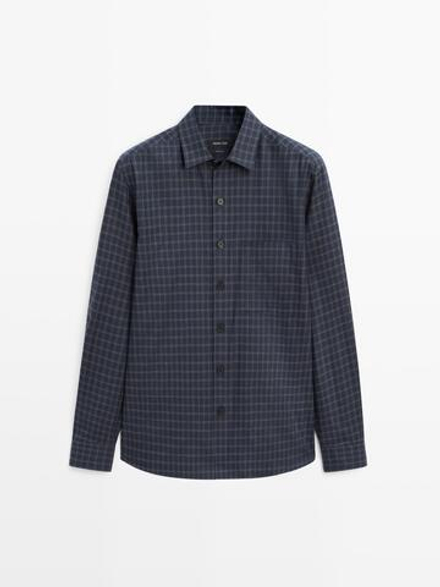 Massimo Dutti Рубашка в клетку, темно-синий