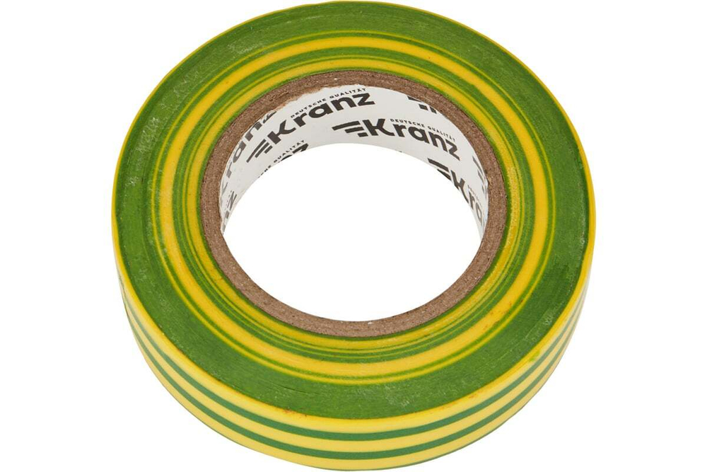 Изолента ПВХ KRANZ 0,13х19 мм, 25 м, желто-зеленая KR-09-2207