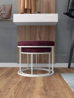 Комплект круглых банкеток - ББОРД - бордовое на белом